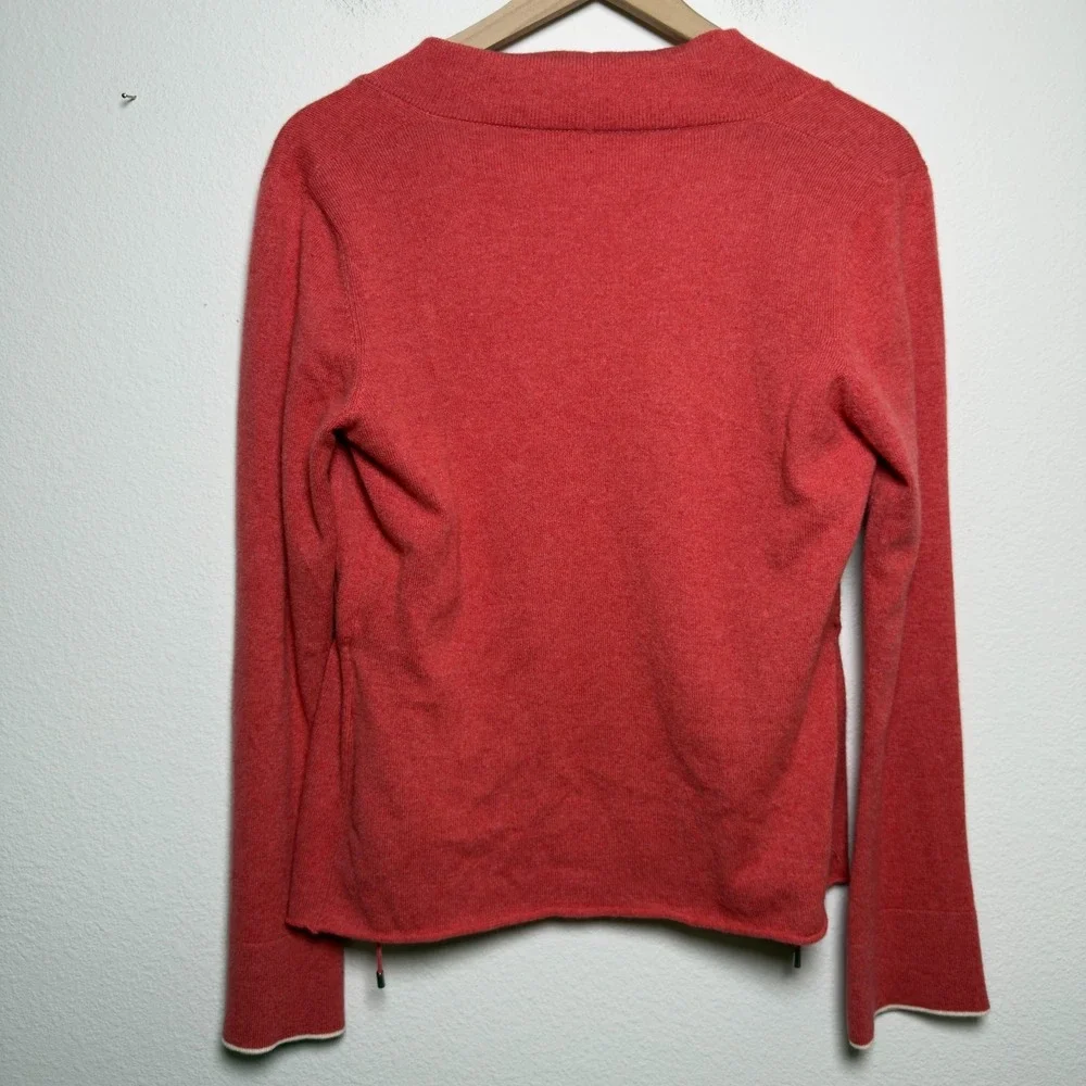 Brunello Cucinelli Women 100% Cashmere Cardigan‎ Sweater Medium Red Bell Sleeve